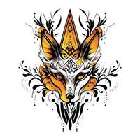 a striking Kitsune fox mask with intricate details. The mask is a symbol of transformation and trickery in Japanese mythology vector