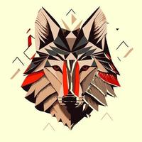 esta plano diseño caracteristicas un lobo cabeza con negrita geométrico formas y limpiar líneas. el sencillo aún poderoso imagen exuda fuerza y ferocidad vector