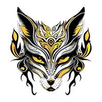 a striking Kitsune fox mask with intricate details. The mask is a symbol of transformation and trickery in Japanese mythology vector