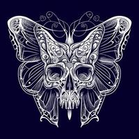 a skull with delicate butterfly wings, representing transformation and the fleeting nature of life. A fusion of beauty and death vector