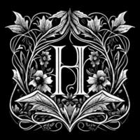 Letter H floral ornament logo is a beautiful and intricate design that features delicate floral elements to create a unique and elegant branding image vector