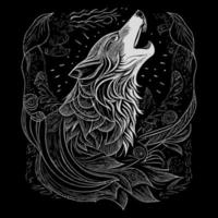 The angry wolf head line art illustration is a stunningly detailed portrayal of the fierce and majestic animal, capturing its intense expression and sharp features with precise lines and shading vector