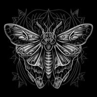 The death's head moth illustration in line art is a strikingly beautiful and intricate representation of this iconic species, capturing its unique features and patterns with precise lines and shading vector