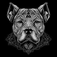 This striking angry pitbull lineart drawing captures the muscular build and intense expression of this iconic breed with intricate lines and shading vector