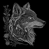 The angry wolf head line art illustration is a stunningly detailed portrayal of the fierce and majestic animal, capturing its intense expression and sharp features with precise lines and shading vector