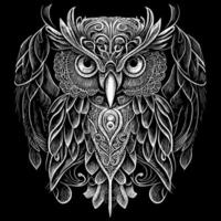 Beautiful illustration of an owl perfectly captures its enigmatic and graceful nature. The intricate details and vibrant colors bring this nocturnal bird to life, creating a mesmerizing piece of art vector