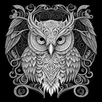 Beautiful illustration of an owl perfectly captures its enigmatic and graceful nature. The intricate details and vibrant colors bring this nocturnal bird to life, creating a mesmerizing piece of art vector