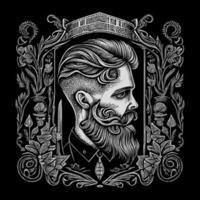 barbershop logo illustration is a visual representation of a barbershop brand. It typically incorporates traditional barbering tools like scissors, combs, and razors in a creative way vector
