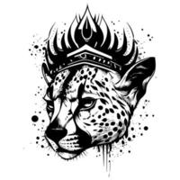 a majestic tiger with a crown, symbolizing power, royalty, and strength. The intricate details and vivid colors create a regal image vector