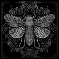 The death's head moth illustration in line art is a strikingly beautiful and intricate representation of this iconic species, capturing its unique features and patterns with precise lines and shading vector