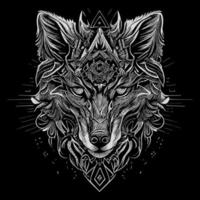 The angry wolf head line art illustration is a stunningly detailed portrayal of the fierce and majestic animal, capturing its intense expression and sharp features with precise lines and shading vector