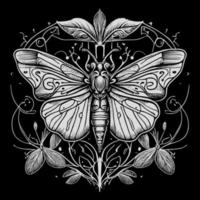 The death's head moth illustration in line art is a strikingly beautiful and intricate representation of this iconic species, capturing its unique features and patterns with precise lines and shading vector
