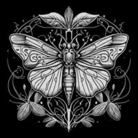 The death's head moth illustration in line art is a strikingly beautiful and intricate representation of this iconic species, capturing its unique features and patterns with precise lines and shading vector