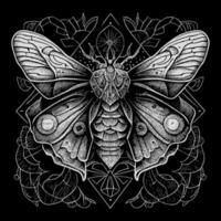 The death's head moth illustration in line art is a strikingly beautiful and intricate representation of this iconic species, capturing its unique features and patterns with precise lines and shading vector