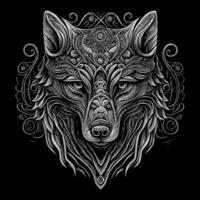 The angry wolf head line art illustration is a stunningly detailed portrayal of the fierce and majestic animal, capturing its intense expression and sharp features with precise lines and shading vector