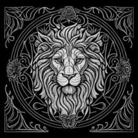 This striking illustration features the majestic head of a lion, capturing its raw power and beauty. The intricate details make it a true masterpiece, evoking a sense of strength and ferocity vector