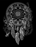 A dream catcher illustration typically depicts a circular web-like design with feathers and beads, believed to filter out bad dreams and promote good ones vector