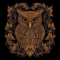 Beautiful illustration of an owl perfectly captures its enigmatic and graceful nature. The intricate details and vibrant colors bring this nocturnal bird to life, creating a mesmerizing piece of art vector