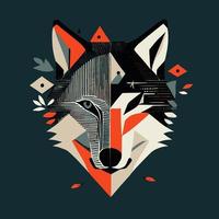 This flat design features a wolf head with bold geometric shapes and clean lines. The simple yet powerful image exudes strength and ferocity vector