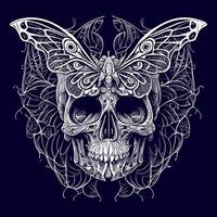 a skull with delicate butterfly wings, representing transformation and the fleeting nature of life. A fusion of beauty and death vector