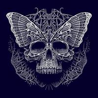 a skull with delicate butterfly wings, representing transformation and the fleeting nature of life. A fusion of beauty and death vector