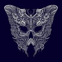 a skull with delicate butterfly wings, representing transformation and the fleeting nature of life. A fusion of beauty and death vector