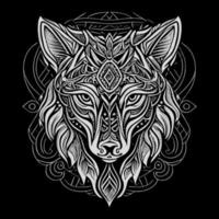 The angry wolf head line art illustration is a stunningly detailed portrayal of the fierce and majestic animal, capturing its intense expression and sharp features with precise lines and shading vector