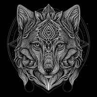 The angry wolf head line art illustration is a stunningly detailed portrayal of the fierce and majestic animal, capturing its intense expression and sharp features with precise lines and shading vector