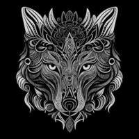 The angry wolf head line art illustration is a stunningly detailed portrayal of the fierce and majestic animal, capturing its intense expression and sharp features with precise lines and shading vector