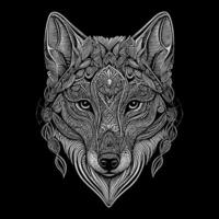 The angry wolf head line art illustration is a stunningly detailed portrayal of the fierce and majestic animal, capturing its intense expression and sharp features with precise lines and shading vector