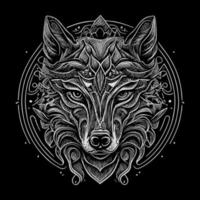 The angry wolf head line art illustration is a stunningly detailed portrayal of the fierce and majestic animal, capturing its intense expression and sharp features with precise lines and shading vector