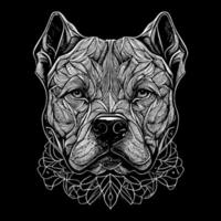 This striking angry pitbull lineart drawing captures the muscular build and intense expression of this iconic breed with intricate lines and shading vector