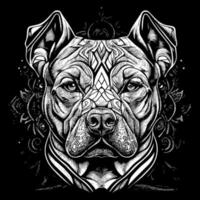 This striking angry pitbull lineart drawing captures the muscular build and intense expression of this iconic breed with intricate lines and shading vector