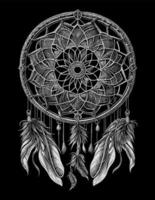 A dream catcher illustration typically depicts a circular web-like design with feathers and beads, believed to filter out bad dreams and promote good ones vector