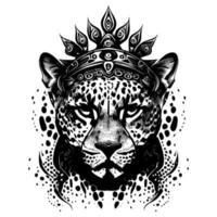 a majestic tiger with a crown, symbolizing power, royalty, and strength. The intricate details and vivid colors create a regal image vector