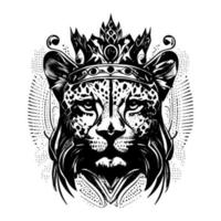 a majestic tiger with a crown, symbolizing power, royalty, and strength. The intricate details and vivid colors create a regal image vector