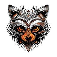 Raccoon head illustration charming depiction of this woodland creature. Its expression is curious and mischievous, and its fur is rendered in intricate detail vector