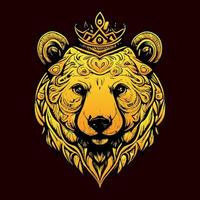 This design features a majestic bear head adorned with a crown, symbolizing strength, courage, and royalty. The intricate details and bold lines create a powerful image vector