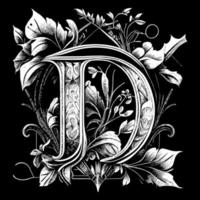 Letter D floral ornament logo is a beautiful and intricate design that features delicate floral elements to create a unique and elegant branding image vector