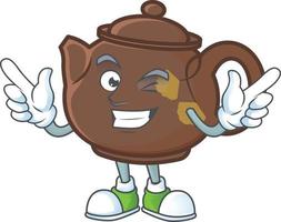 Teapot cartoon character style vector