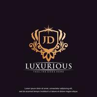 JD initial letter luxury ornament gold monogram logo template vector art.