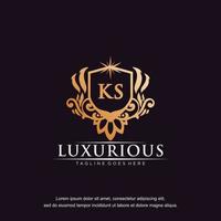 KS initial letter luxury ornament gold monogram logo template vector art.
