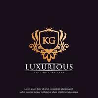 KG initial letter luxury ornament gold monogram logo template vector art.