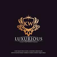 KW initial letter luxury ornament gold monogram logo template vector art.