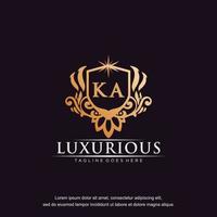 KA initial letter luxury ornament gold monogram logo template vector art.