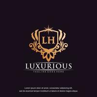 LH initial letter luxury ornament gold monogram logo template vector art.