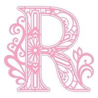 r letra floral alfabeto vector