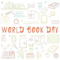 World Book Day Color Outline vector