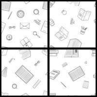 Book Set of four seamless contour patterns vector