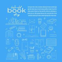 mundo libro día azul con texto vector